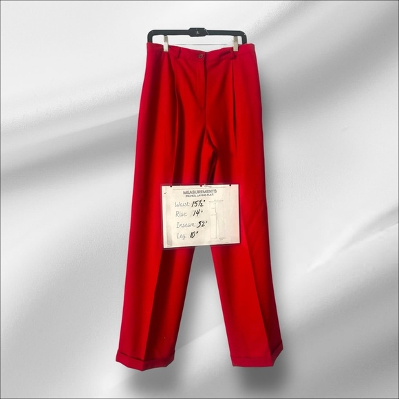 Hillary Charles Red S 12 Trouser Pant High Waist Wide leg Holiday Women Coquette - Picture 7 of 7